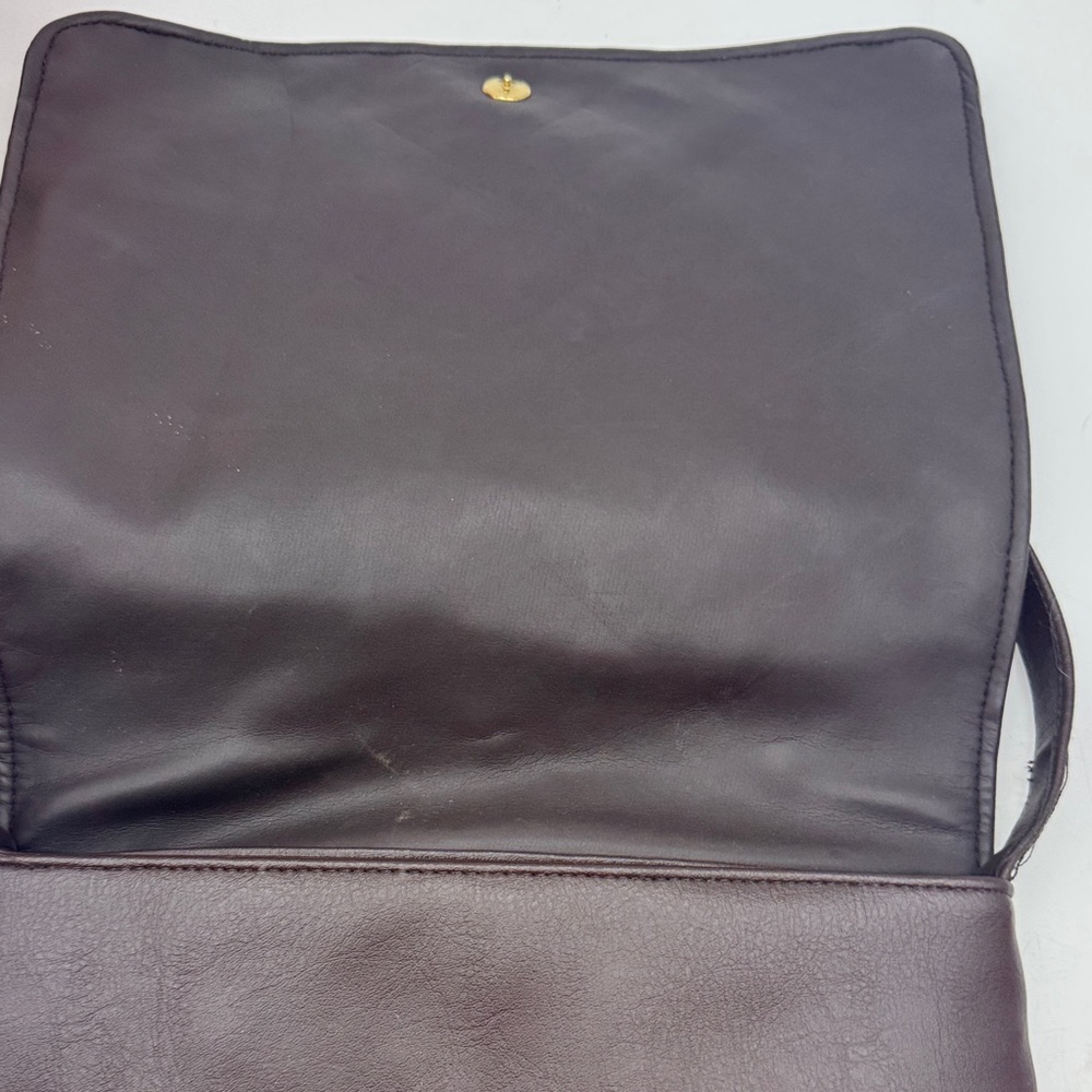 Chocolate Brown Patchwork Leather Shoulder Bag Wi… - image 4